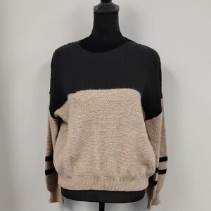 SHEIN Black and Tan Colorblock Sweater